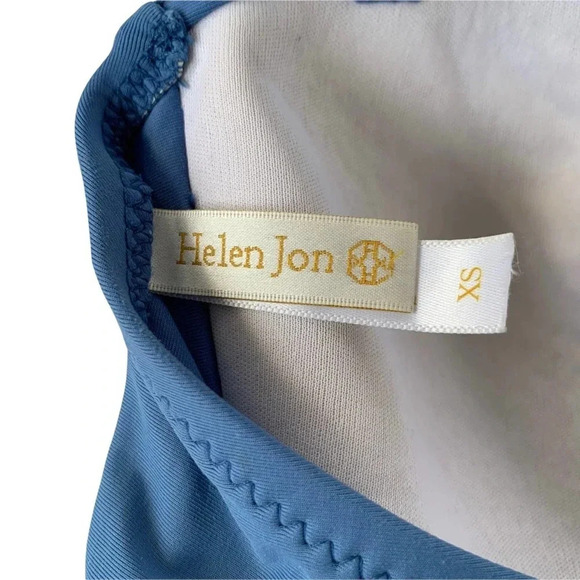 New HELEN JON Shell Bandeau Bikini Swim Top Slate Blue Size XS - Picture 2 of 10